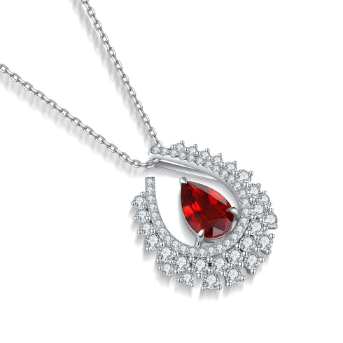 S925 Silver Cultivated Ruby Necklace W (JRURN509Y)