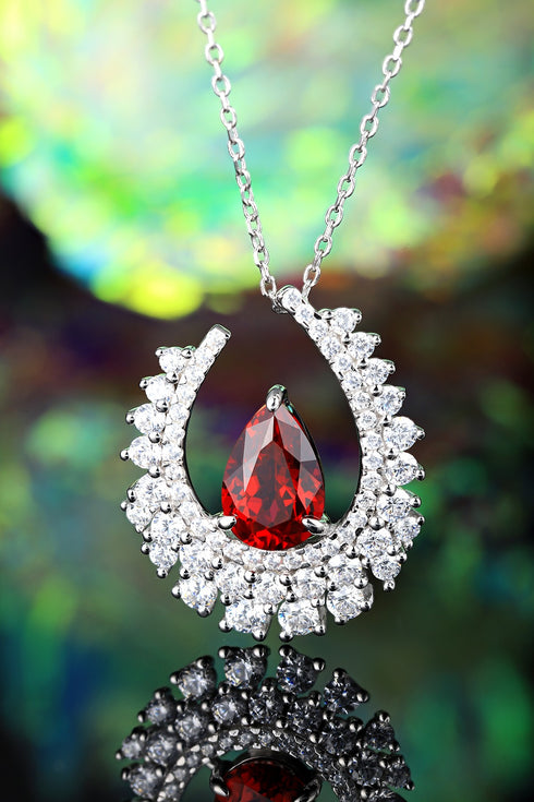 S925 Silver Cultivated Ruby Necklace W (JRURN509Y)