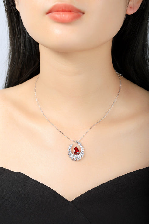 S925 Silver Cultivated Ruby Necklace W (JRURN509Y)