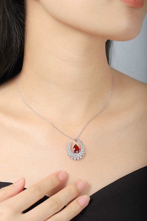 S925 Silver Cultivated Ruby Necklace W (JRURN509Y)