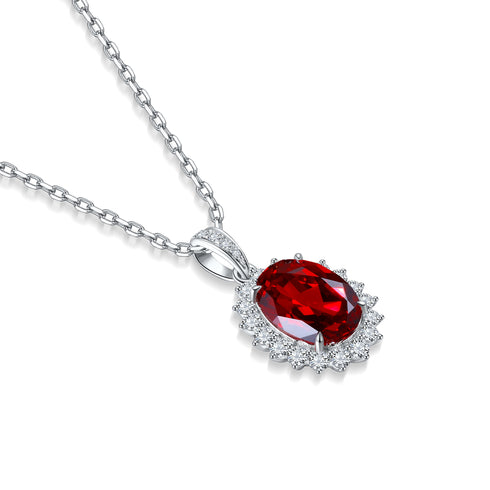 S925 Silver Cultivated Ruby Necklace W (JRYRN088Y)