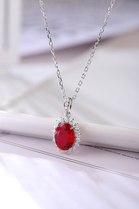 S925 Silver Cultivated Ruby Necklace W (JRYRN088Y)
