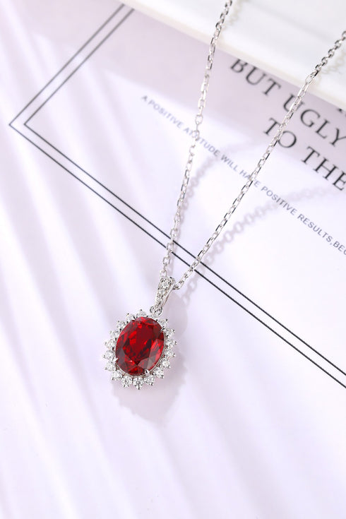 S925 Silver Cultivated Ruby Necklace W (JRYRN088Y)