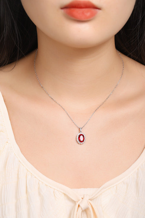 S925 Silver Cultivated Ruby Necklace W (JRYRN088Y)