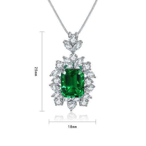 S925 Silver Cultivated Emerald Necklace A (JSEGN081Y)