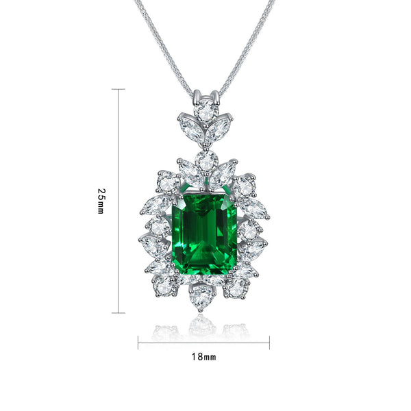 S925 Silver Cultivated Emerald Necklace A (JSEGN081Y)