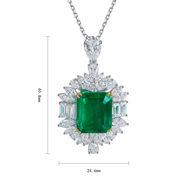 S925 Silver Cultivated Emerald Necklace A (JSEGN059Y)