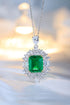 S925 Silver Cultivated Emerald Necklace A (JSEGN059Y)