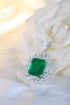S925 Silver Cultivated Emerald Necklace A (JSEGN059Y)