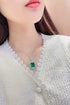 S925 Silver Cultivated Emerald Necklace A (JSEGN059Y)