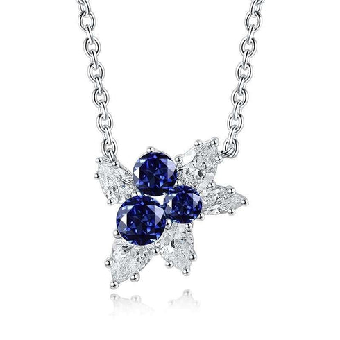 S925 Silver Cultivated Sapphire Necklace W (JSABN052Y)
