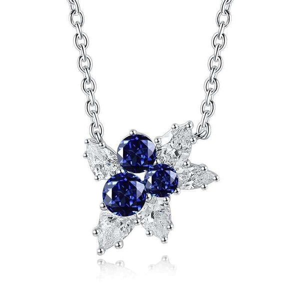 S925 Silver Cultivated Sapphire Necklace W (JSABN052Y)
