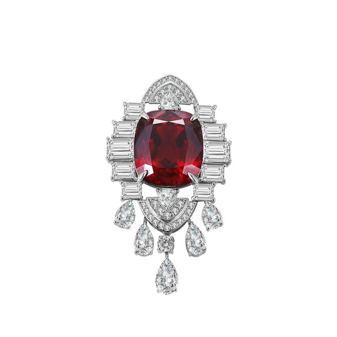 S925 Silver Cultivated Red Gem Pendant A (JRURN049)