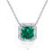 S925 Silver Cultivated Emerald Necklace A (JSEGN037Y)