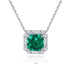 S925 Silver Cultivated Emerald Necklace A (JSEGN037Y)