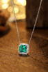 S925 Silver Cultivated Emerald Necklace A (JSEGN037Y)