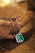 S925 Silver Cultivated Emerald Necklace A (JSEGN037Y)