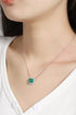 S925 Silver Cultivated Emerald Necklace A (JSEGN037Y)
