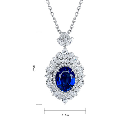 S925 Silver Cultivated Sapphire Necklace A (JSABN018Y)