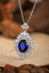 S925 Silver Cultivated Sapphire Necklace A (JSABN018Y)