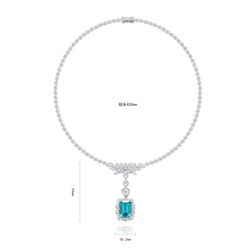 S925 silver cultivated Paraiba Luxury Large Set Chain A (JN348Y)