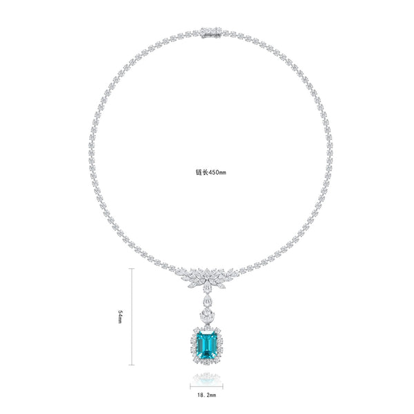 S925 silver cultivated Paraiba Luxury Large Set Chain A (JN348Y)