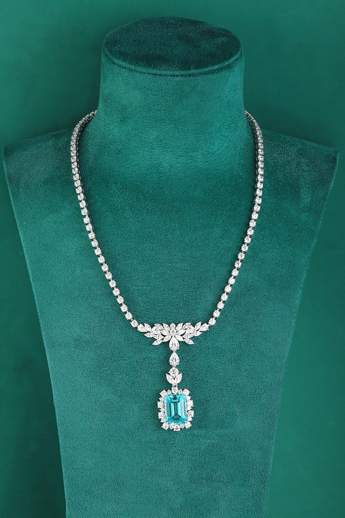 S925 silver cultivated Paraiba Luxury Large Set Chain A (JN348Y)