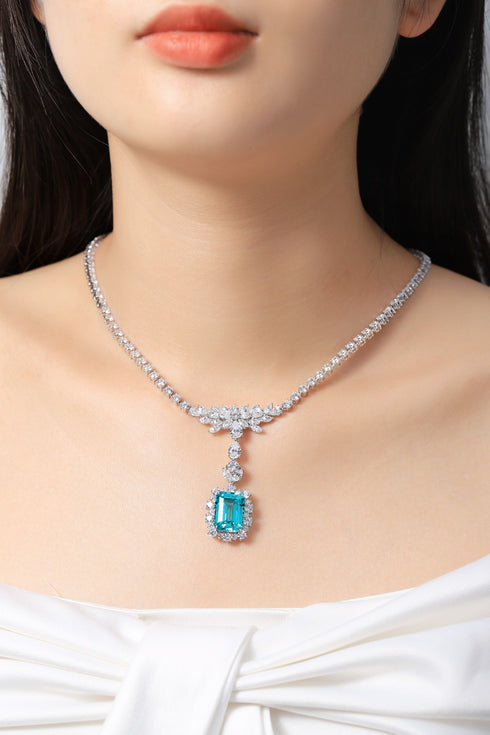 S925 silver cultivated Paraiba Luxury Large Set Chain A (JN348Y)