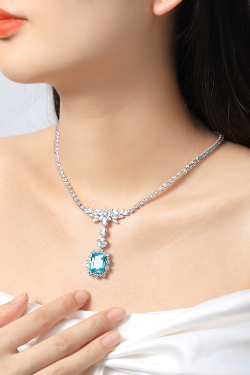 S925 silver cultivated Paraiba Luxury Large Set Chain A (JN348Y)