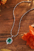 S925 Silver Cultivated Emerald Necklace W (JSEGN2095Y)