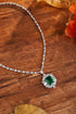 S925 Silver Cultivated Emerald Necklace W (JSEGN2095Y)
