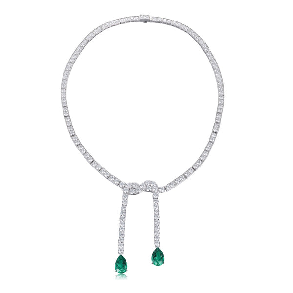 S925 Silver Cultivated Emerald Necklace W (JSEGN684Y)