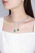 S925 Silver Cultivated Emerald Necklace W (JSEGN684Y)