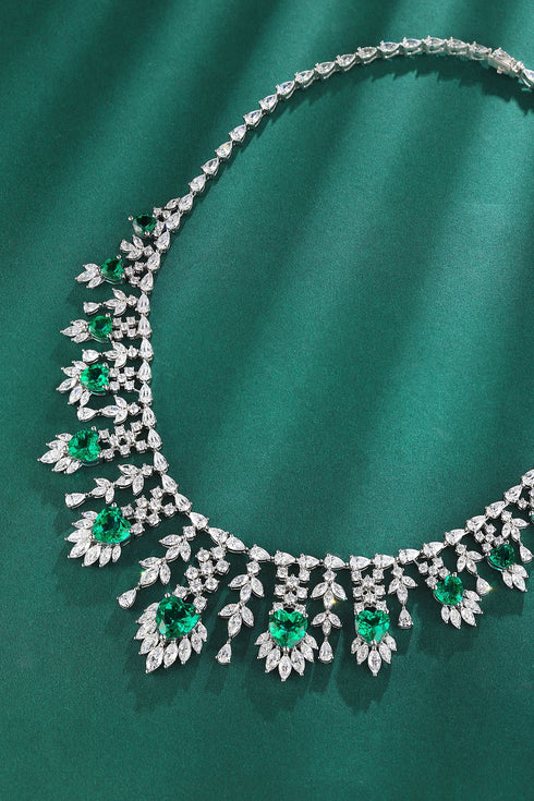 S925 Silver Cultivated Emerald Large Set Chain W (JSEGN490Y)