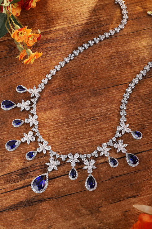 S925 Silver Cultivated Sapphire Luxury Large Set Chain A (JSABN2099Y)