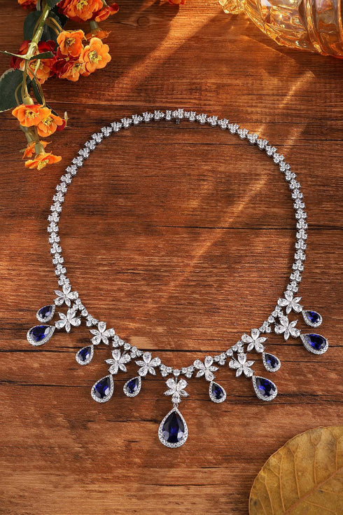 S925 Silver Cultivated Sapphire Luxury Large Set Chain A (JSABN2099Y)