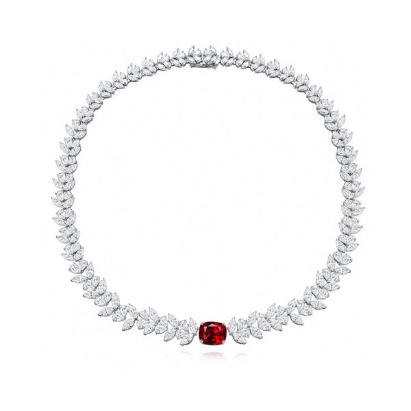 S925 Silver Cultivated Ruby Necklace W (JRURN534Y)