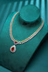 S925 Silver Cultivated Red Gem Large Set Chain A (JRURN524Y)