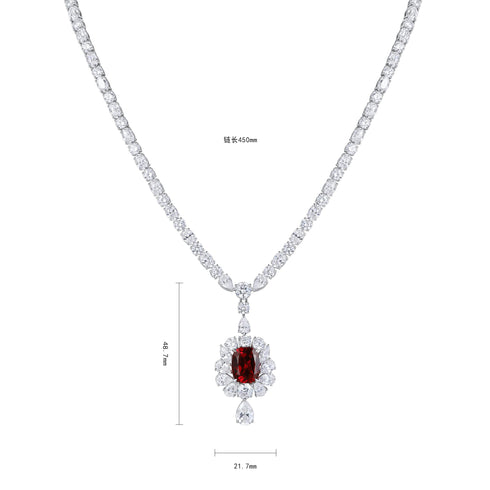 S925 silver cultivated Red Gem Luxury Large Set Chain W (JRURN349Y)