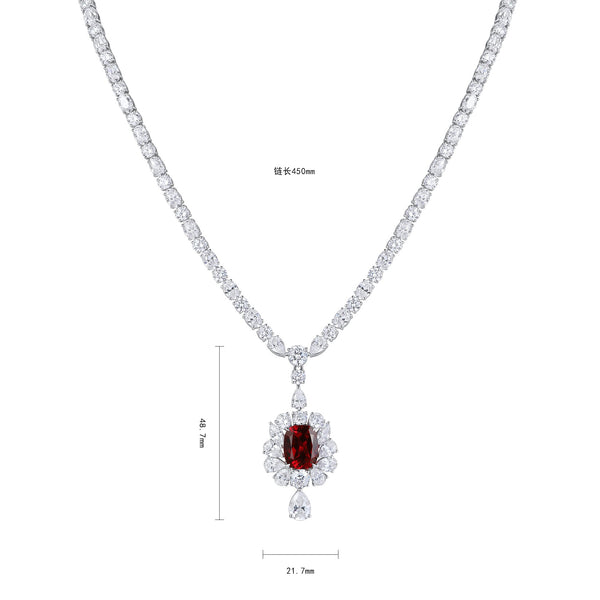 S925 silver cultivated Red Gem Luxury Large Set Chain W (JRURN349Y)