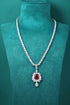 S925 silver cultivated Red Gem Luxury Large Set Chain W (JRURN349Y)
