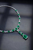 S925 Silver Synthetic Emerald Luxury Set Chain A (PSEGN121Y)
