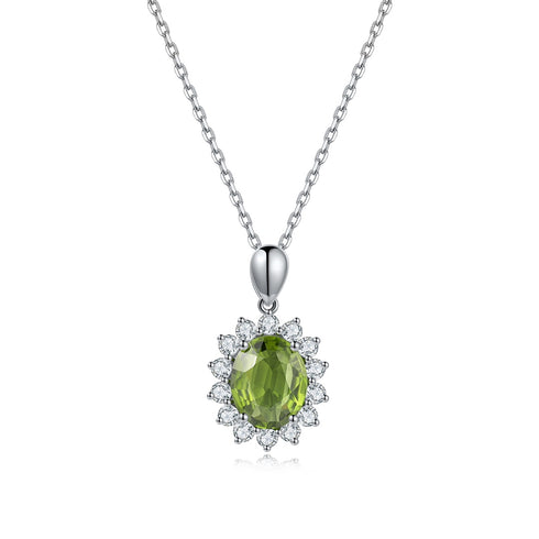 S925 SIlver Natural Peridot Neckalce W (JN307Y)