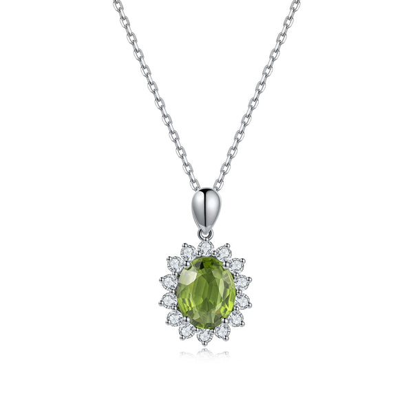 S925 SIlver Natural Peridot Neckalce W (JN307Y)