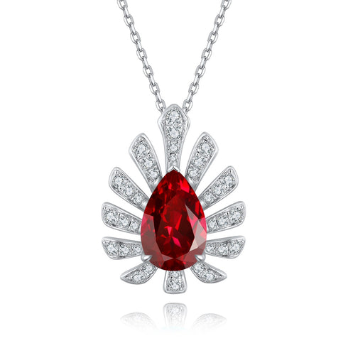 S925 Silver Cultivated Ruby Necklace W (JSABN524Y)