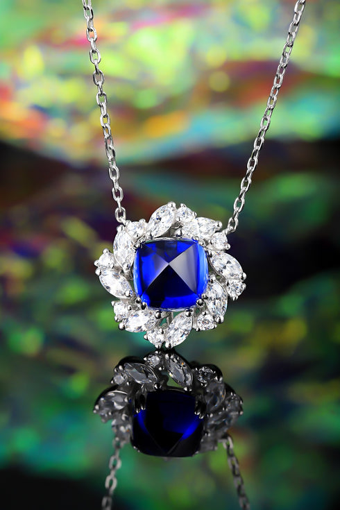S925 Silver Cultivated Sapphire Necklace W (JSABN439Y)
