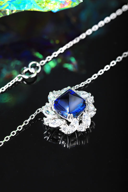 S925 Silver Cultivated Sapphire Necklace W (JSABN439Y)