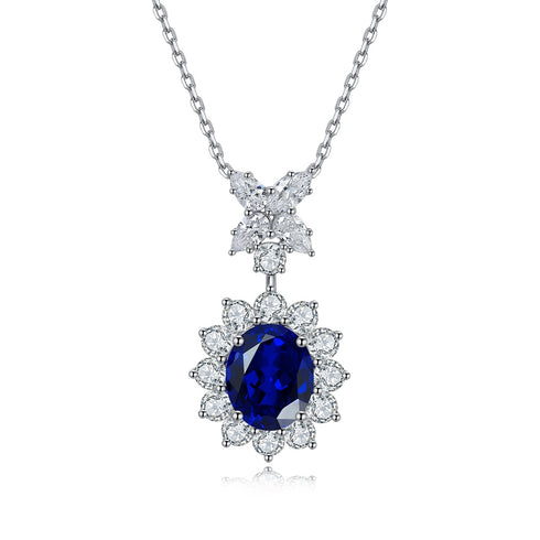 S925 Silver Cultivated sapphire Necklace W (JSABN309Y)