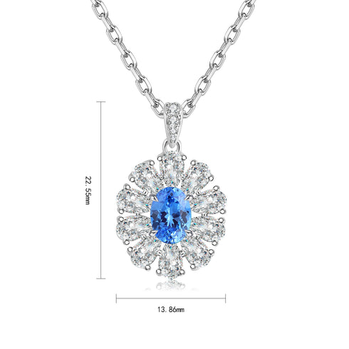S925 Silver Cultivated Cobalt Spinel Necklace W (JN105Y)