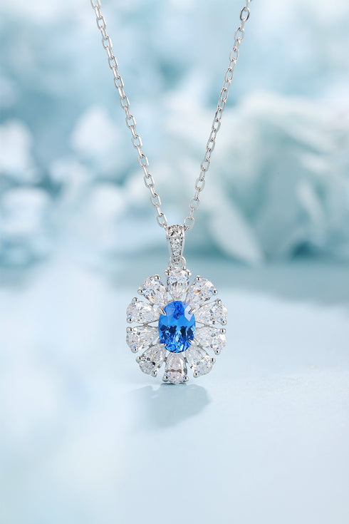 S925 Silver Cultivated Cobalt Spinel Necklace W (JN105Y)